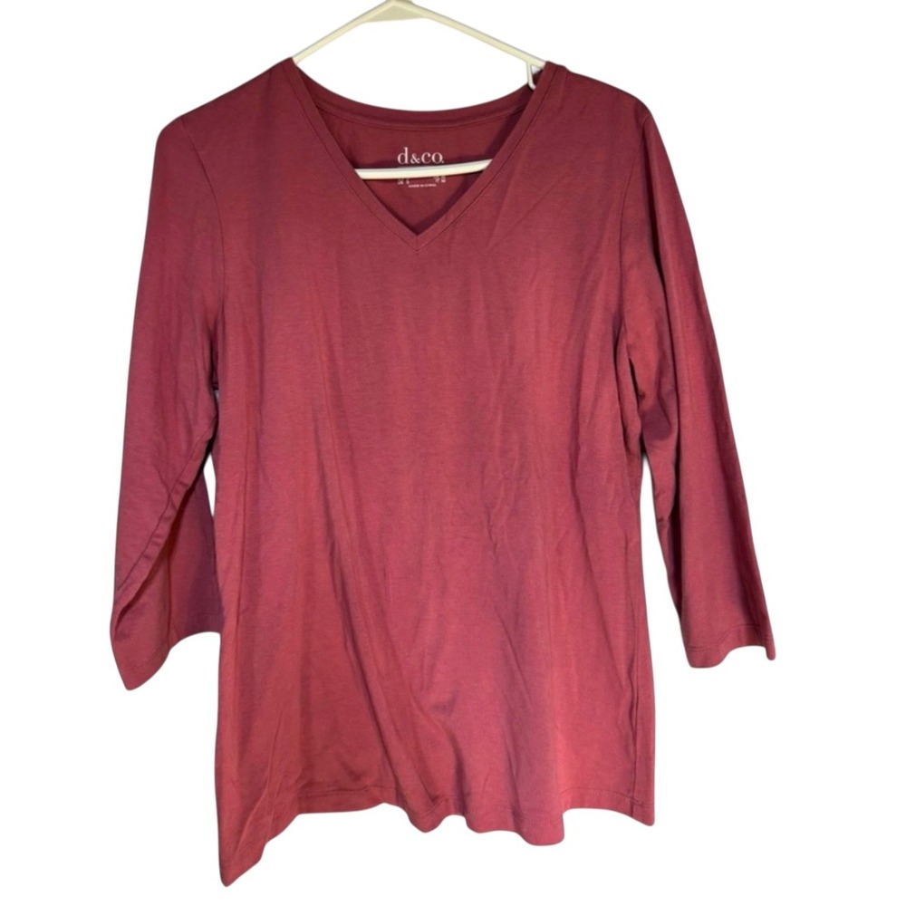 DSCO Women's‎ Long Sleeve V-Neck Top - Rose